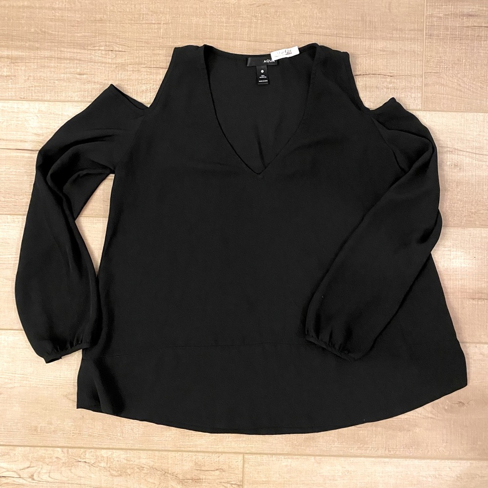 Aqua black off the shoulder top